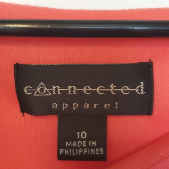 Coral Pink Polka-dot Faux Wrap Midi Dress - Picture 6 of 6